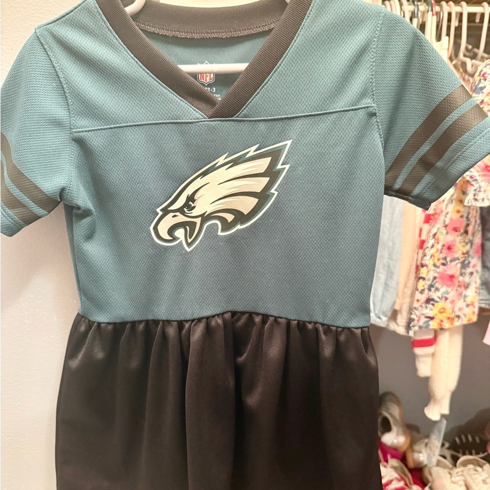 NFL Philadelphia Eagles Kids Tiered Dress in Green and Black